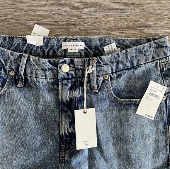 NWT Good American Women's Good 90s Icon Straight Leg Jeans Size 14_32 Blue - Picture 3 of 9